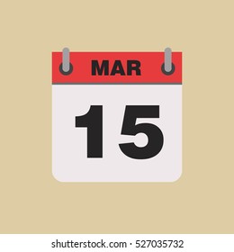 calendar flipping date time day month March simple flat vector illustration application app logo icon