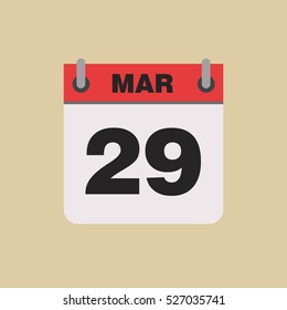 calendar flipping date time day month March simple flat vector illustration application app logo icon