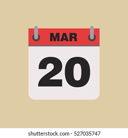 calendar flipping date time day month March simple flat vector illustration application app logo icon