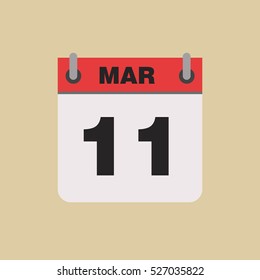 calendar flipping date time day month March simple flat vector illustration application app logo icon