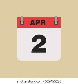 calendar flipping date time day month April simple flat vector illustration application app logo icon