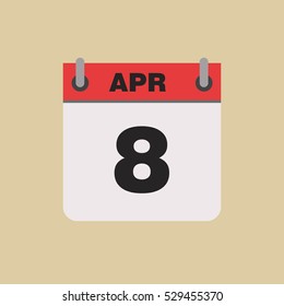 calendar flipping date time day month April simple flat vector illustration application app logo icon
