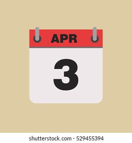 calendar flipping date time day month April simple flat vector illustration application app logo icon