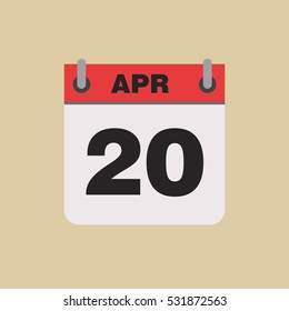 calendar flipping date time day month April simple flat vector illustration application app logo icon