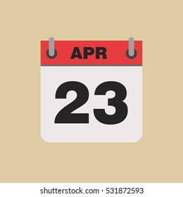 calendar flipping date time day month April simple flat vector illustration application app logo icon