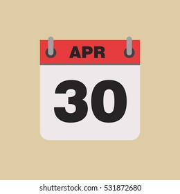 calendar flipping date time day month April simple flat vector illustration application app logo icon