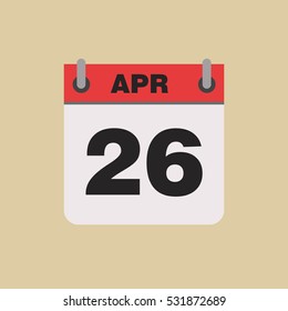 calendar flipping date time day month April simple flat vector illustration application app logo icon