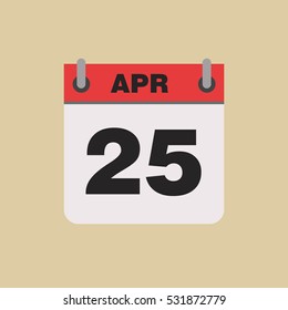calendar flipping date time day month April simple flat vector illustration application app logo icon
