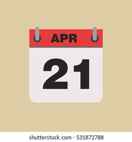 calendar flipping date time day month April simple flat vector illustration application app logo icon