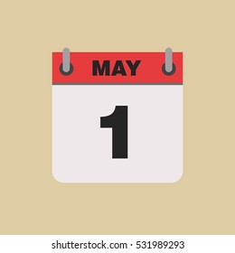 calendar flipping date time day month May simple flat vector illustration application app logo icon