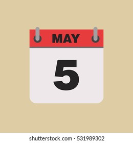 calendar flipping date time day month May simple flat vector illustration application app logo icon
