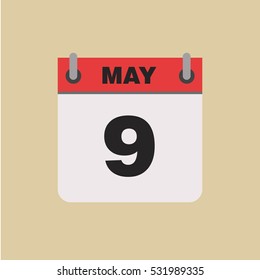 calendar flipping date time day month May simple flat vector illustration application app logo icon