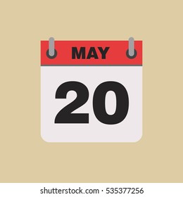calendar flipping date time day month May simple flat vector illustration application app logo icon
