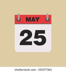 calendar flipping date time day month May simple flat vector illustration application app logo icon