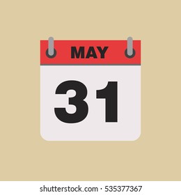 calendar flipping date time day month May simple flat vector illustration application app logo icon