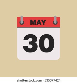 calendar flipping date time day month May simple flat vector illustration application app logo icon