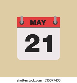 calendar flipping date time day month May simple flat vector illustration application app logo icon