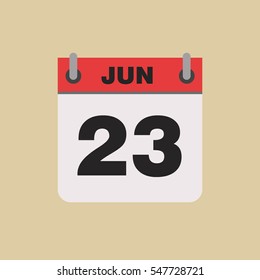 calendar flipping date time day month June simple flat vector illustration application app logo icon