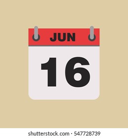 calendar flipping date time day month June simple flat vector illustration application app logo icon