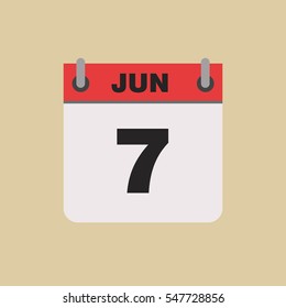 calendar flipping date time day month June simple flat vector illustration application app logo icon