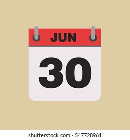 calendar flipping date time day month June simple flat vector illustration application app logo icon