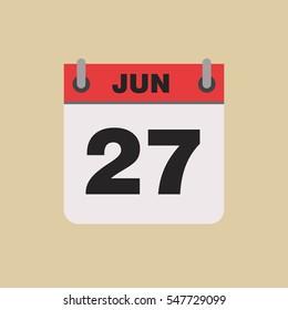 calendar flipping date time day month June simple flat vector illustration application app logo icon