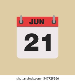 calendar flipping date time day month June simple flat vector illustration application app logo icon