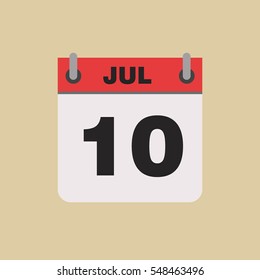 calendar flipping date time day month July simple flat vector illustration application app logo icon
