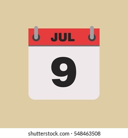 calendar flipping date time day month July simple flat vector illustration application app logo icon