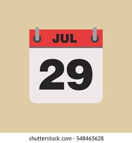 calendar flipping date time day month July simple flat vector illustration application app logo icon