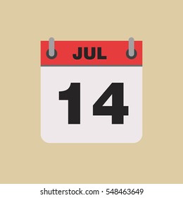 calendar flipping date time day month July simple flat vector illustration application app logo icon