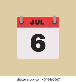 calendar flipping date time day month July simple flat vector illustration application app logo icon