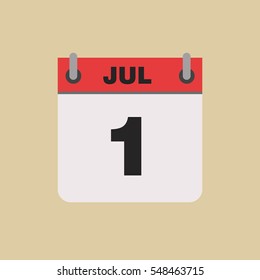 calendar flipping date time day month July simple flat vector illustration application app logo icon