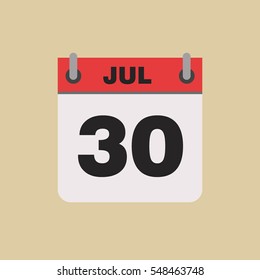 calendar flipping date time day month July simple flat vector illustration application app logo icon