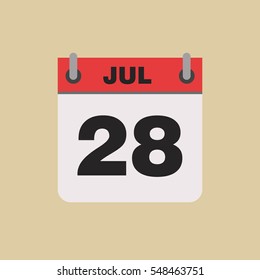 calendar flipping date time day month July simple flat vector illustration application app logo icon