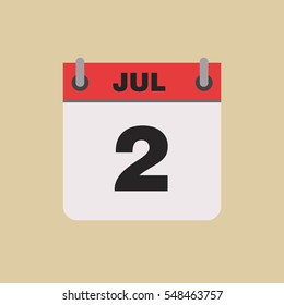 calendar flipping date time day month July simple flat vector illustration application app logo icon