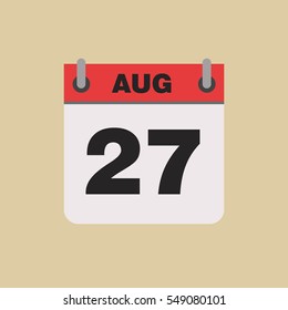 calendar flipping date time day month August simple flat vector illustration application app logo icon