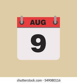 calendar flipping date time day month August simple flat vector illustration application app logo icon