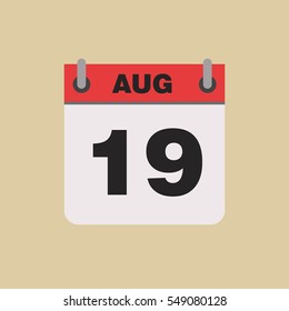 calendar flipping date time day month August simple flat vector illustration application app logo icon