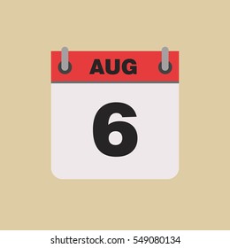 calendar flipping date time day month August simple flat vector illustration application app logo icon