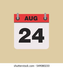 calendar flipping date time day month August simple flat vector illustration application app logo icon