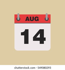 calendar flipping date time day month August simple flat vector illustration application app logo icon