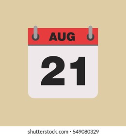 calendar flipping date time day month August simple flat vector illustration application app logo icon
