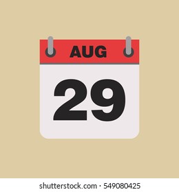 calendar flipping date time day month August simple flat vector illustration application app logo icon