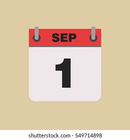 calendar flipping date time day month September simple flat vector illustration application app logo icon