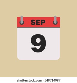 calendar flipping date time day month September simple flat vector illustration application app logo icon