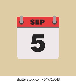 calendar flipping date time day month September simple flat vector illustration application app logo icon