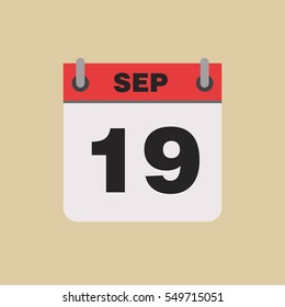 calendar flipping date time day month September simple flat vector illustration application app logo icon
