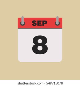 calendar flipping date time day month September simple flat vector illustration application app logo icon