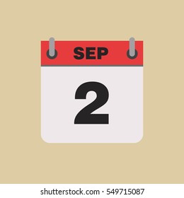 calendar flipping date time day month September simple flat vector illustration application app logo icon